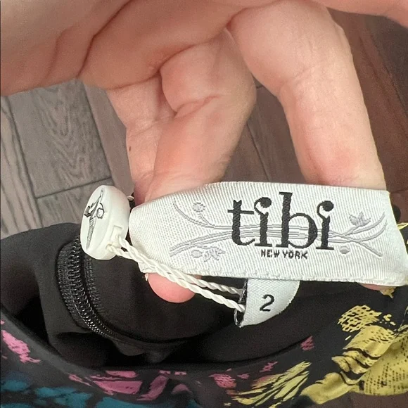 Tibi Black and Gold Abstract Mini Dress - Picture 5 of 5